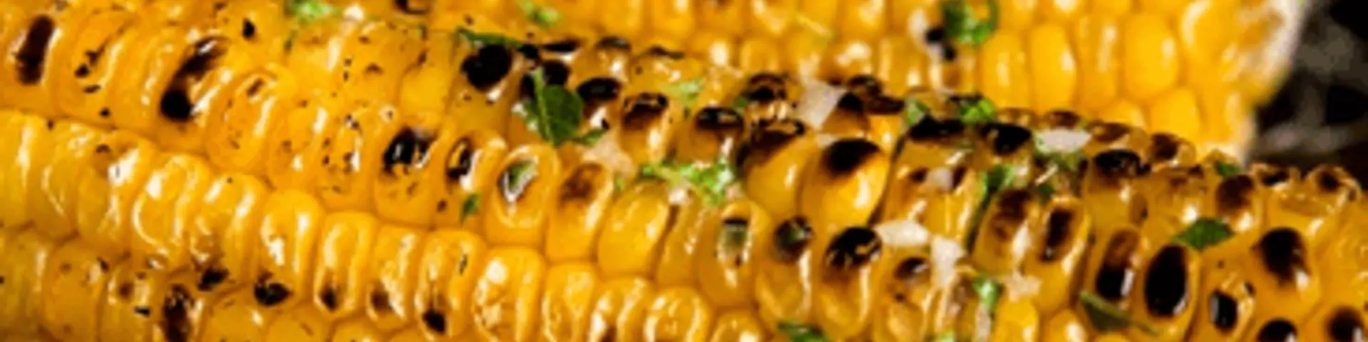 Sprøde majs på grill pyntet med krydderurter 